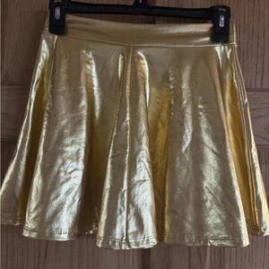 Gold Metallic Disco Pleather Skater Holographic Skirt athletic tennis gold Route